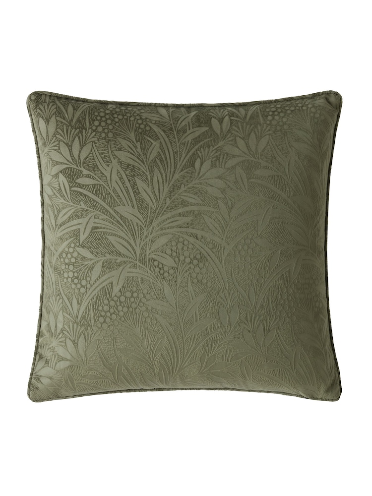 Laura Ashley Olive Green Barley Embossed Cushion - Image 2 of 4 Laura Ashley Olive Green Barley Embossed Cushion - Image 2 of 4