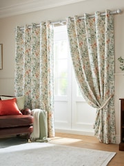 Laura Ashley Fern Green Oldcastle Leaves Eyelet Curtains - Image 1 of 4