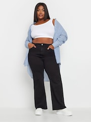 Yours Curve Blue Pinstripe Linen Shirt - Image 5 of 6