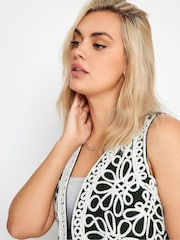 Yours Curve Black 100% Cotton Limited Embroidered Waistcoat - Image 4 of 4