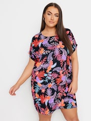 Yours Curve Black Leopard Print Shift Dress - Image 4 of 5
