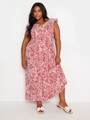 Yours Curve Red Frill Maxi Dress - Image 2 of 5