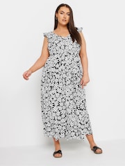 Yours Curve Black Frill Maxi Dress - Image 2 of 5