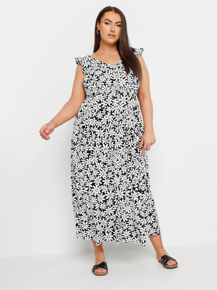 Yours Curve Black Frill Maxi Dress - Image 2 of 5