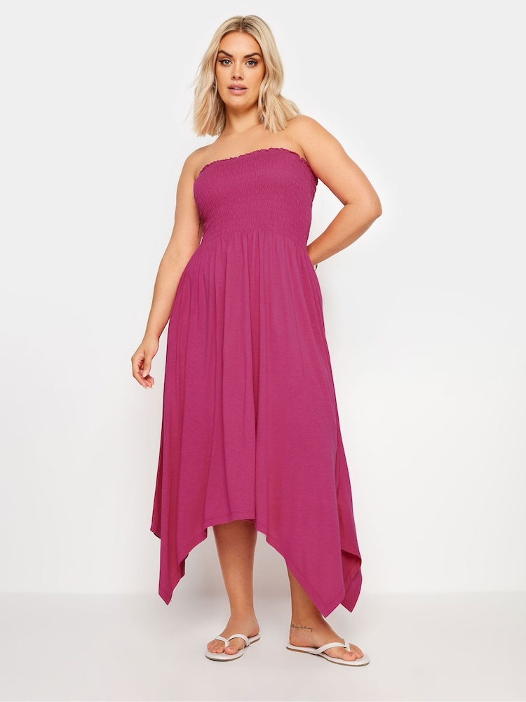 Roz - Yours Curve Shirred Midi Rochie - Image 1 of 5