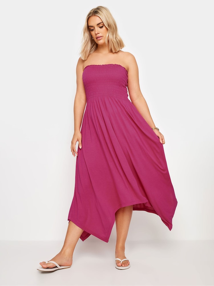 Roz - Yours Curve Shirred Midi Rochie - Image 2 of 5