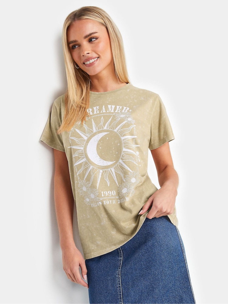 PixieGirl Petite Natural Satin Acid Wash Dreamer 100% Cotton T-Shirt - Image 2 of 6