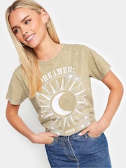 PixieGirl Petite Natural Satin Acid Wash Dreamer 100% Cotton T-Shirt - Image 5 of 6