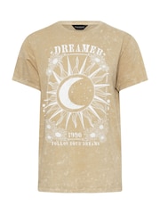 PixieGirl Petite Natural Satin Acid Wash Dreamer 100% Cotton T-Shirt - Image 6 of 6