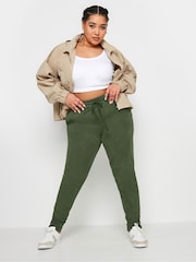 Yours Curve Green 100% Cotton Acid Wash Joggers - Image 2 of 5