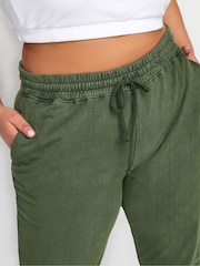 Yours Curve Green 100% Cotton Acid Wash Joggers - Image 4 of 5