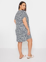 Yours Curve Navy Blue Leopard Print Shift Dress - Image 3 of 5