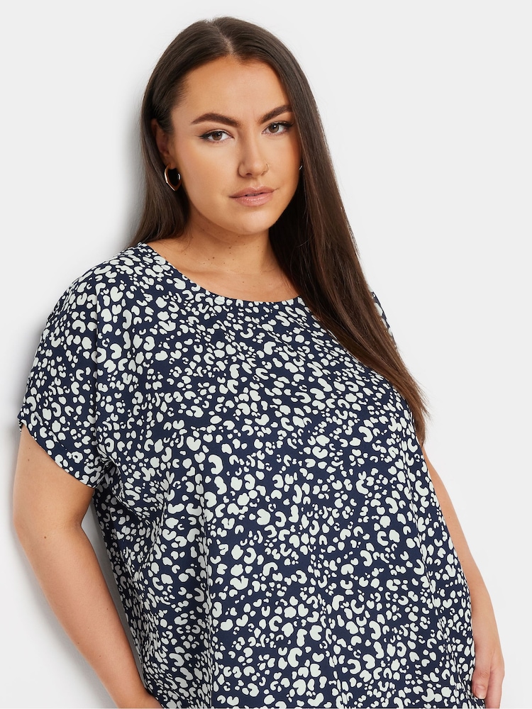 Buy Yours Curve Navy Blue Leopard Print Shift Dress from Next Oman