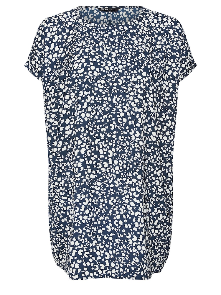 Yours Curve Navy Blue Leopard Print Shift Dress - Image 5 of 5