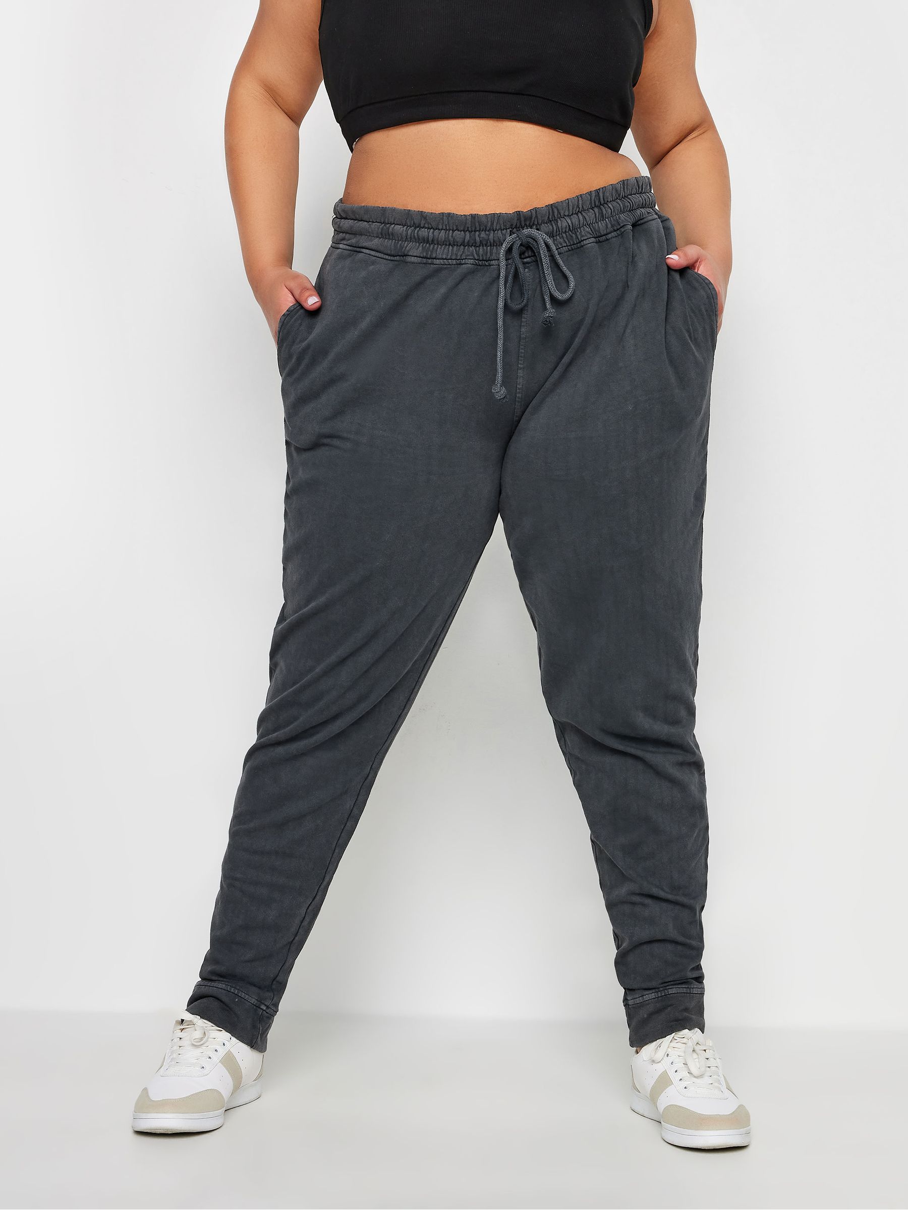 Buy Yours Curve Grey 100 Cotton Acid Wash Joggers from Next Luxembourg