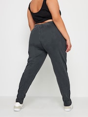 Yours Curve Grey 100% Cotton Acid Wash Joggers - Image 2 of 4