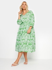Yours Curve Green V-Neck Midaxi Dress - Image 3 of 6