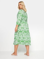 Yours Curve Green V-Neck Midaxi Dress - Image 5 of 6