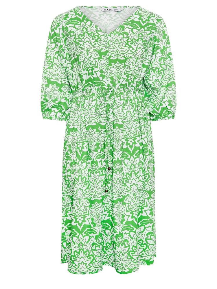 Yours Curve Green V-Neck Midaxi Dress - Image 6 of 6