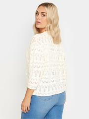 Yours Curve White Crochet Tie Front Shrug - Image 4 of 5