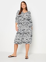 Yours Curve Black/White V-Neck Midaxi Dress - Image 2 of 5