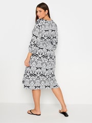 Yours Curve Black/White V-Neck Midaxi Dress - Image 3 of 5