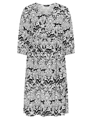 Yours Curve Black/White V-Neck Midaxi Dress - Image 5 of 5
