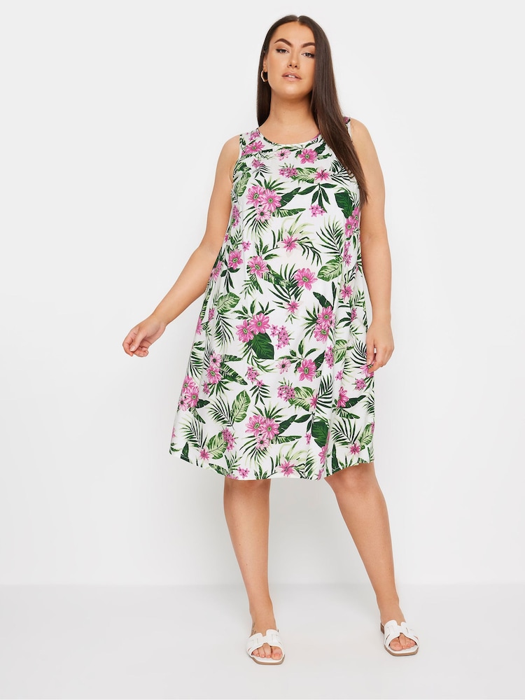 Yours Curve White Sleeveless Midi Swing Dress - Image 2 of 5
