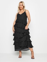 Yours Curve Black Frill Maxi Dress - Image 1 of 5