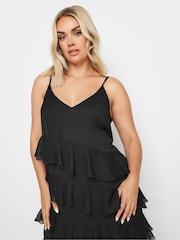 Yours Curve Black Frill Maxi Dress - Image 4 of 5