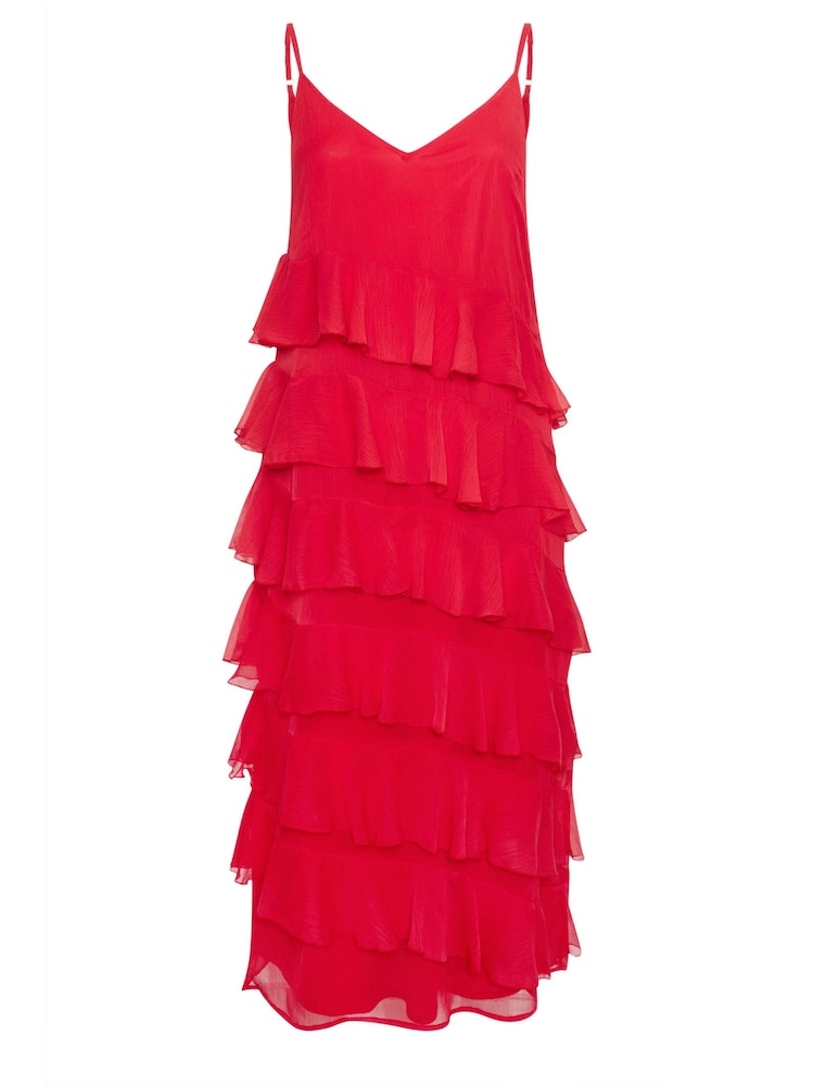 Yours Curve Red Frill Maxi Dress - Image 7 of 7