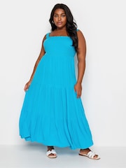 Yours Curve Blue Tiered Maxi Dress - Image 2 of 6