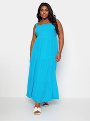 Yours Curve Blue Tiered Maxi Dress - Image 3 of 6