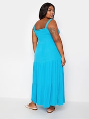 Yours Curve Blue Tiered Maxi Dress - Image 4 of 6