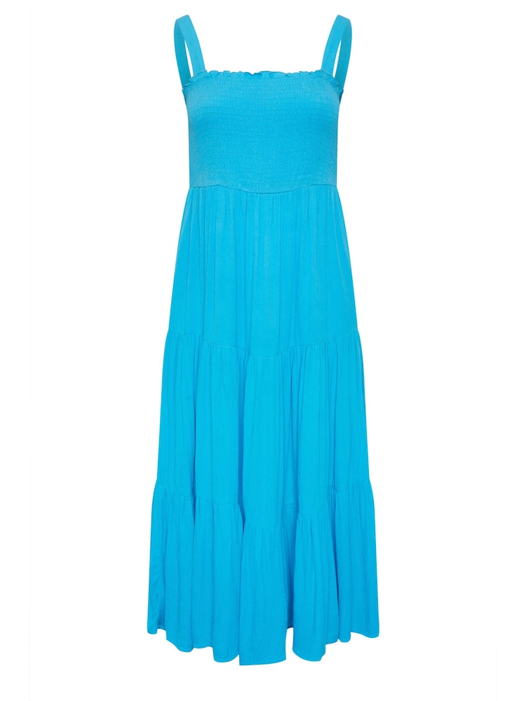 Yours Curve Blue Tiered Maxi Dress - Image 6 of 6
