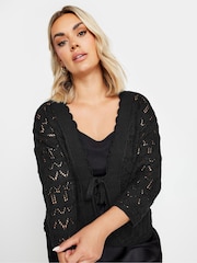 Yours Curve Black Crochet Tie Front Shrug - Image 4 of 5