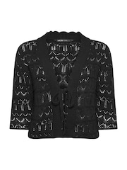 Yours Curve Black Crochet Tie Front Shrug - Image 5 of 5