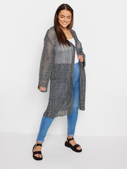 Yours Curve Black Midi Pointelle Cardigan - Image 2 of 5