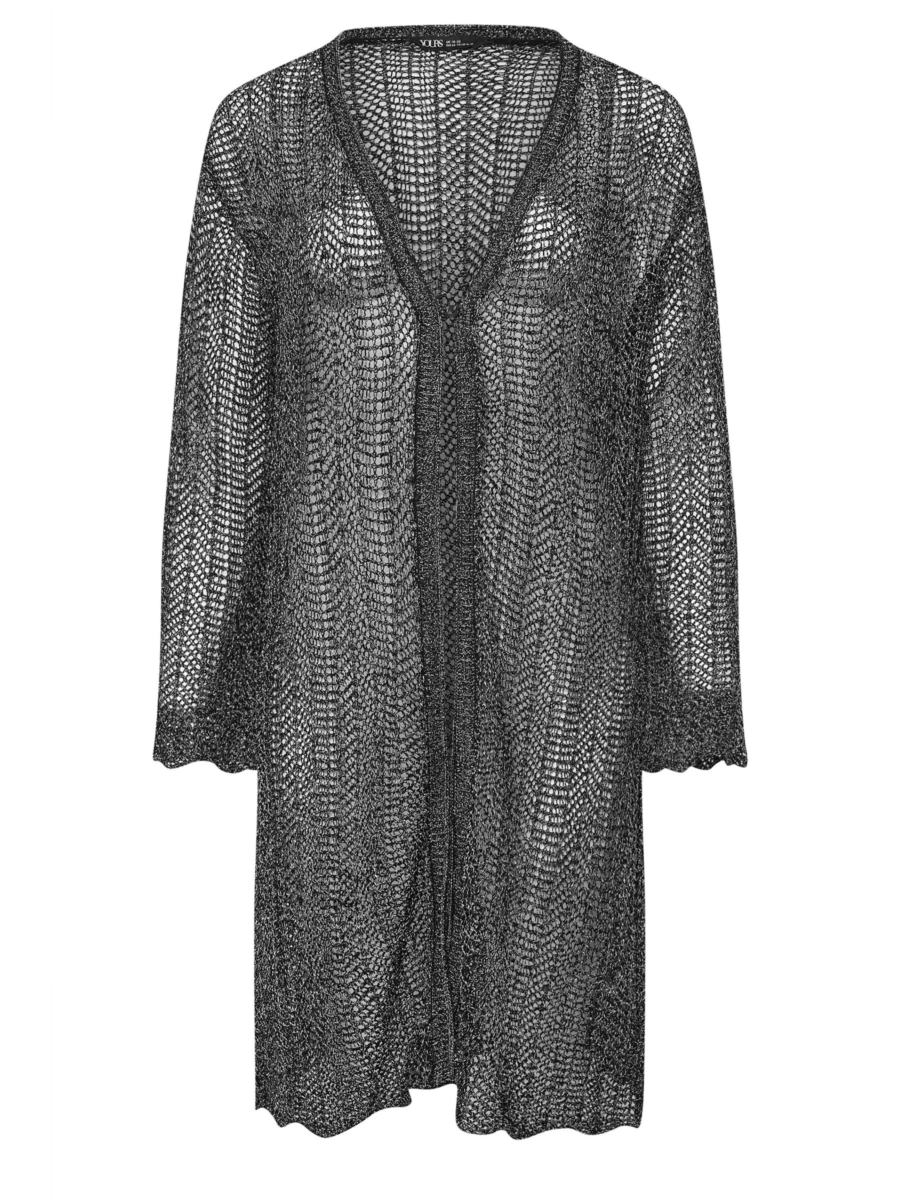 Buy Yours Curve Black Midi Pointelle Cardigan from the Next UK online shop