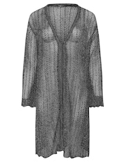 Yours Curve Black Midi Pointelle Cardigan - Image 5 of 5