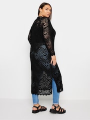 Yours Curve Black Maxi Crochet Cardigan - Image 3 of 5
