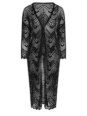 Yours Curve Black Maxi Crochet Cardigan - Image 5 of 5