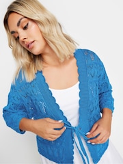 Yours Curve Blue Crochet Tie Front Shrug - Image 4 of 5