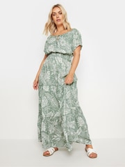 Yours Curve Green Boho Bardot Maxi Dress - Image 1 of 6