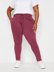 Yours Curve Red YOURS Curve Forest Green Acid Wash Joggers - Image 1 of 5