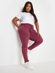 Yours Curve Red YOURS Curve Forest Green Acid Wash Joggers - Image 3 of 5