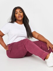 Yours Curve Red YOURS Curve Forest Green Acid Wash Joggers - Image 5 of 5