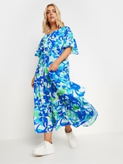 Yours Curve Blue Angel Sleeve Maxi Dress - Image 3 of 6