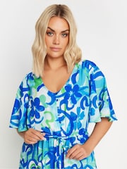 Yours Curve Blue Angel Sleeve Maxi Dress - Image 4 of 6