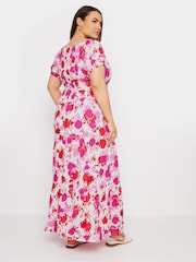 Yours Curve Pink Boho Bardot Maxi Dress - Image 3 of 5